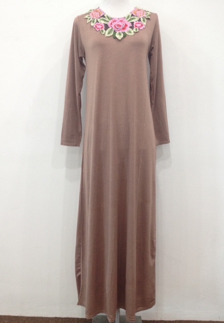 WH1135 Fashion Floral Jubah Brown