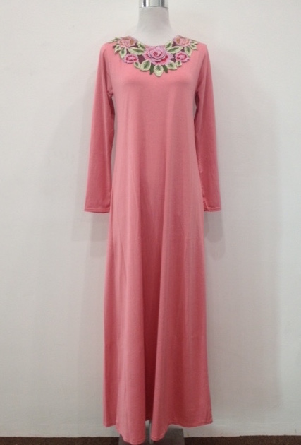 WH1135 Fashion Floral Jubah Pink