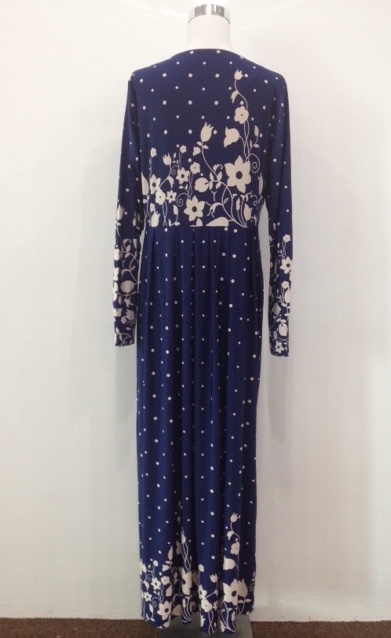 WH1140 Pretty Floral Jubah Navy