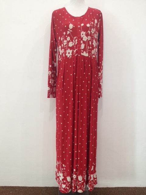 WH1140 Pretty Floral Jubah Red