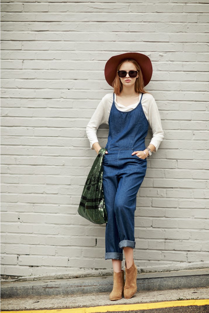 WP6505 Stylish Denim Jumpsuit Blue