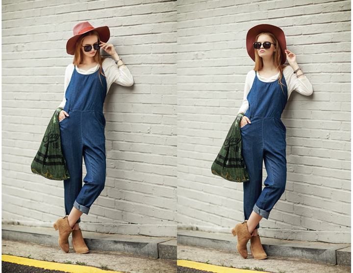 WP6505 Stylish Denim Jumpsuit Blue