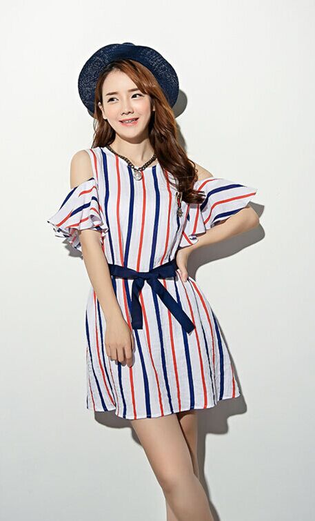 WD6526 Lovely Stripe Dress As Picture