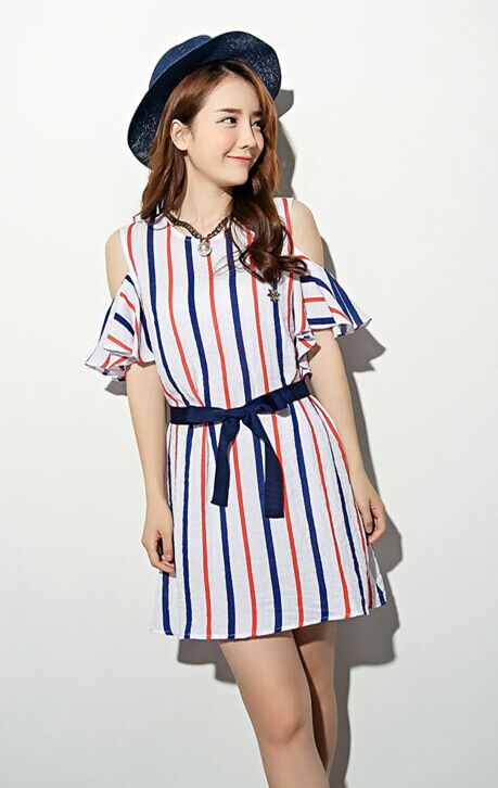 WD6526 Lovely Stripe Dress As Picture