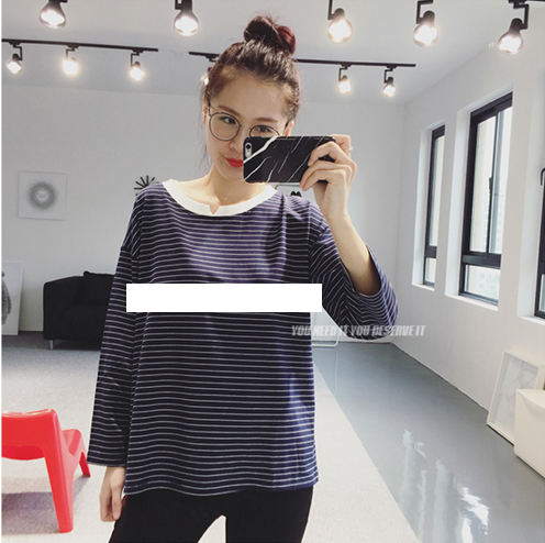 WT6528 Stylish Casual Top Dark Blue