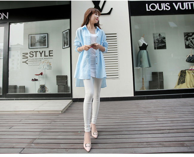 WT6567 Fashion Long Top Blue