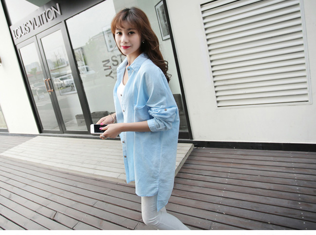 WT6567 Fashion Long Top Blue