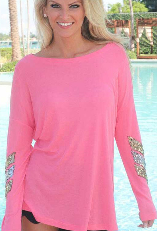 WT6582 Europe Fashion Top Pink