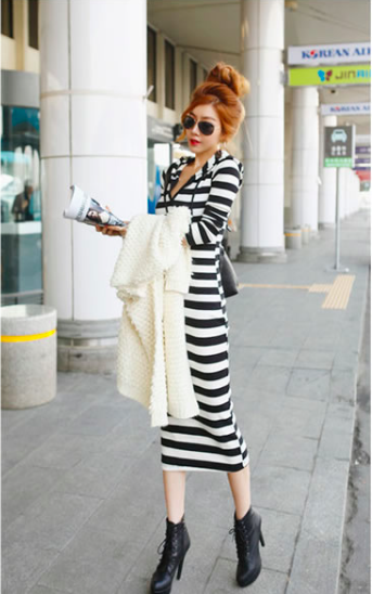 WD6586 Sexy Stripe Dress As Picture