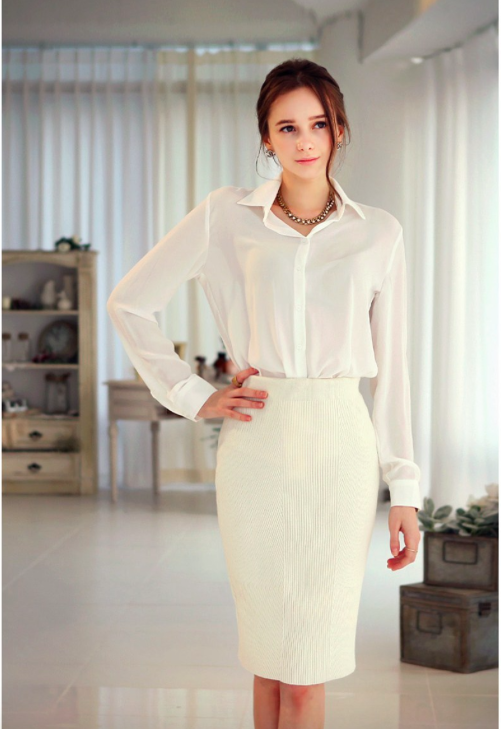 WT6626 Fashion Collar Top White