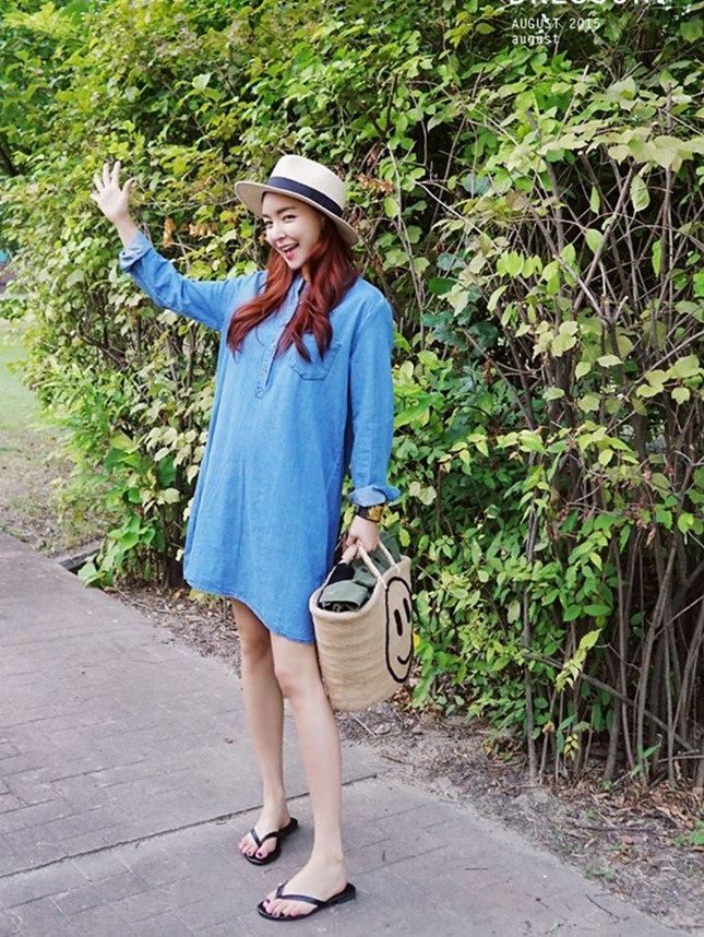 WD6633 Casual Denim Dress Light Blue