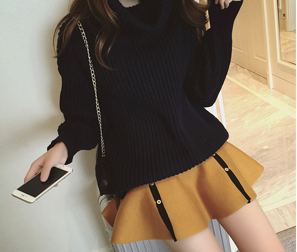 WT6643 Fashion Wool Top Black