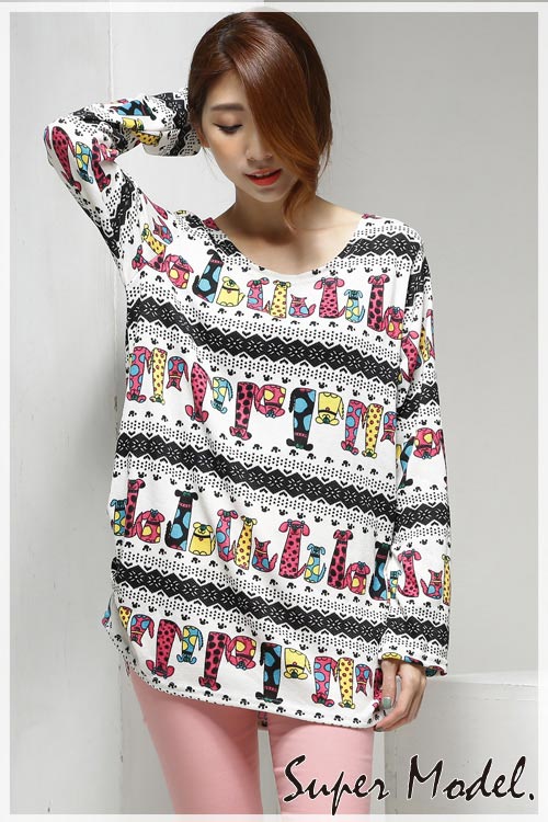 WT6660 Cute Cartoon Top As Picture