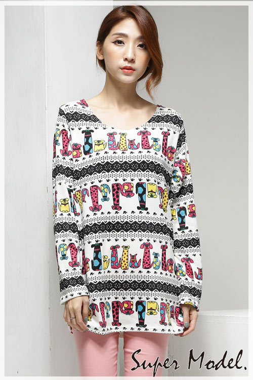 WT6660 Cute Cartoon Top As Picture