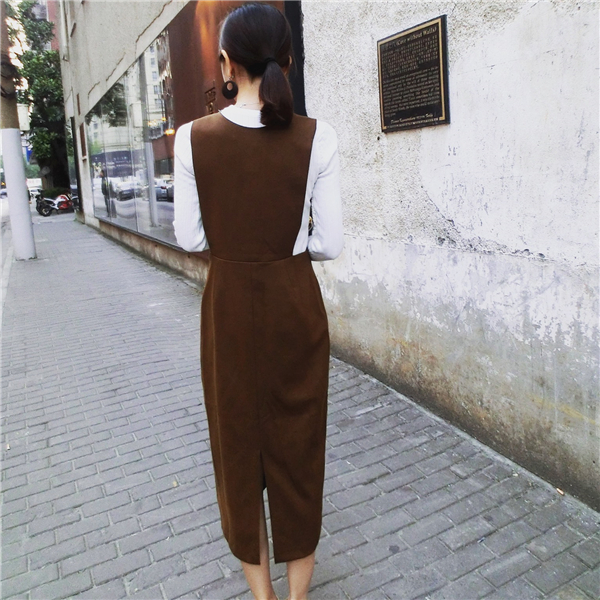 WD6673 Fashion Sleeveless Dress Brown