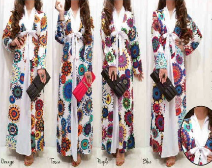 WH1144 Fashion Abstract Jubah Orange