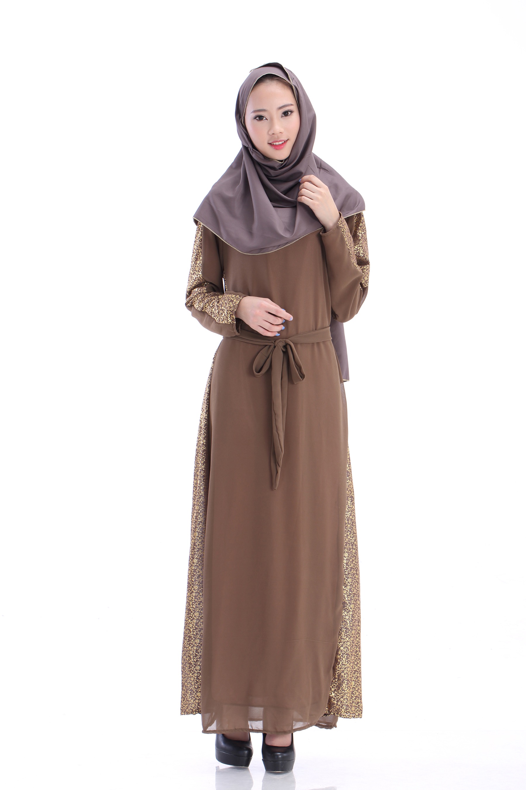 WH3341 Fashion Jubah Brown