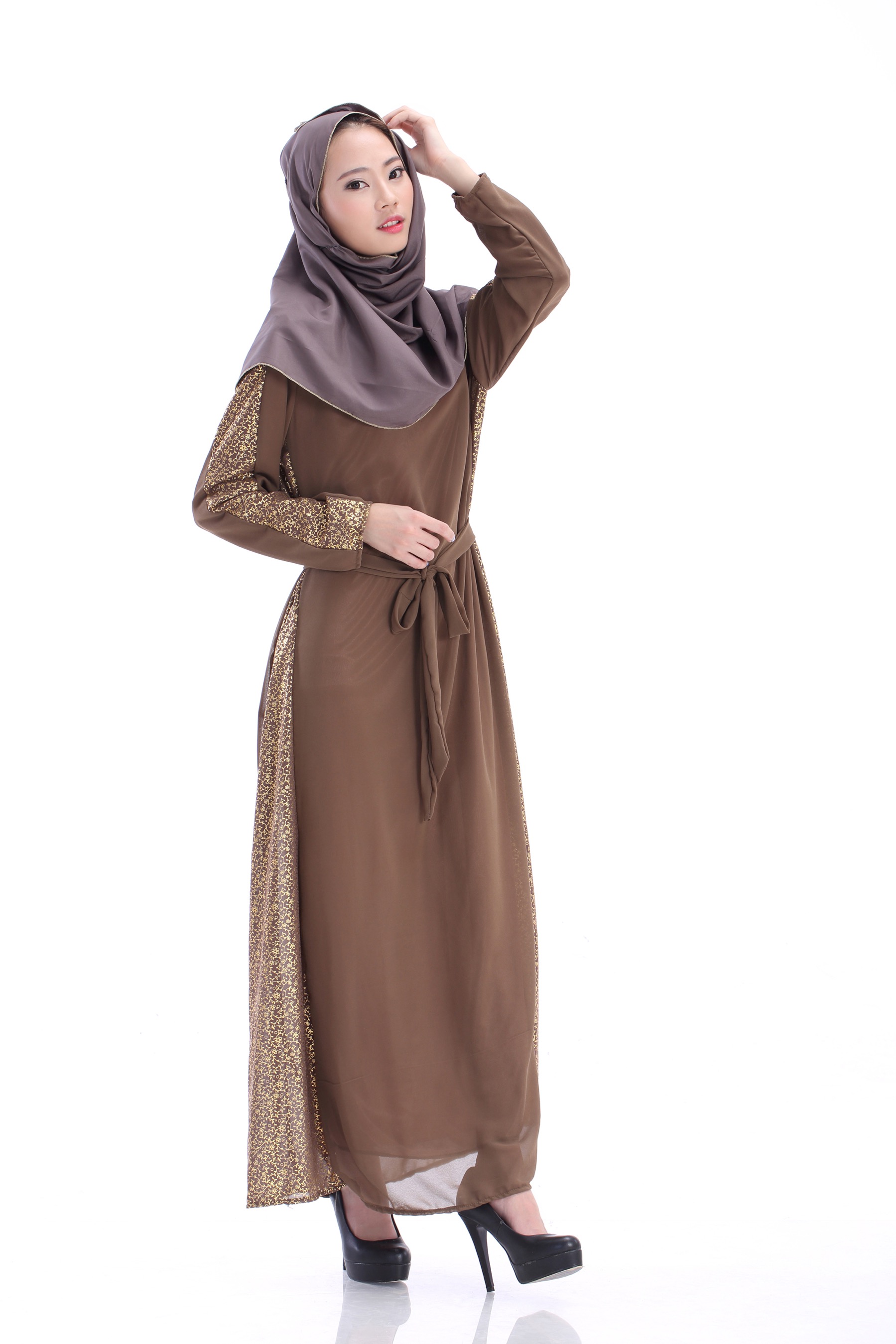 WH3341 Fashion Jubah Brown