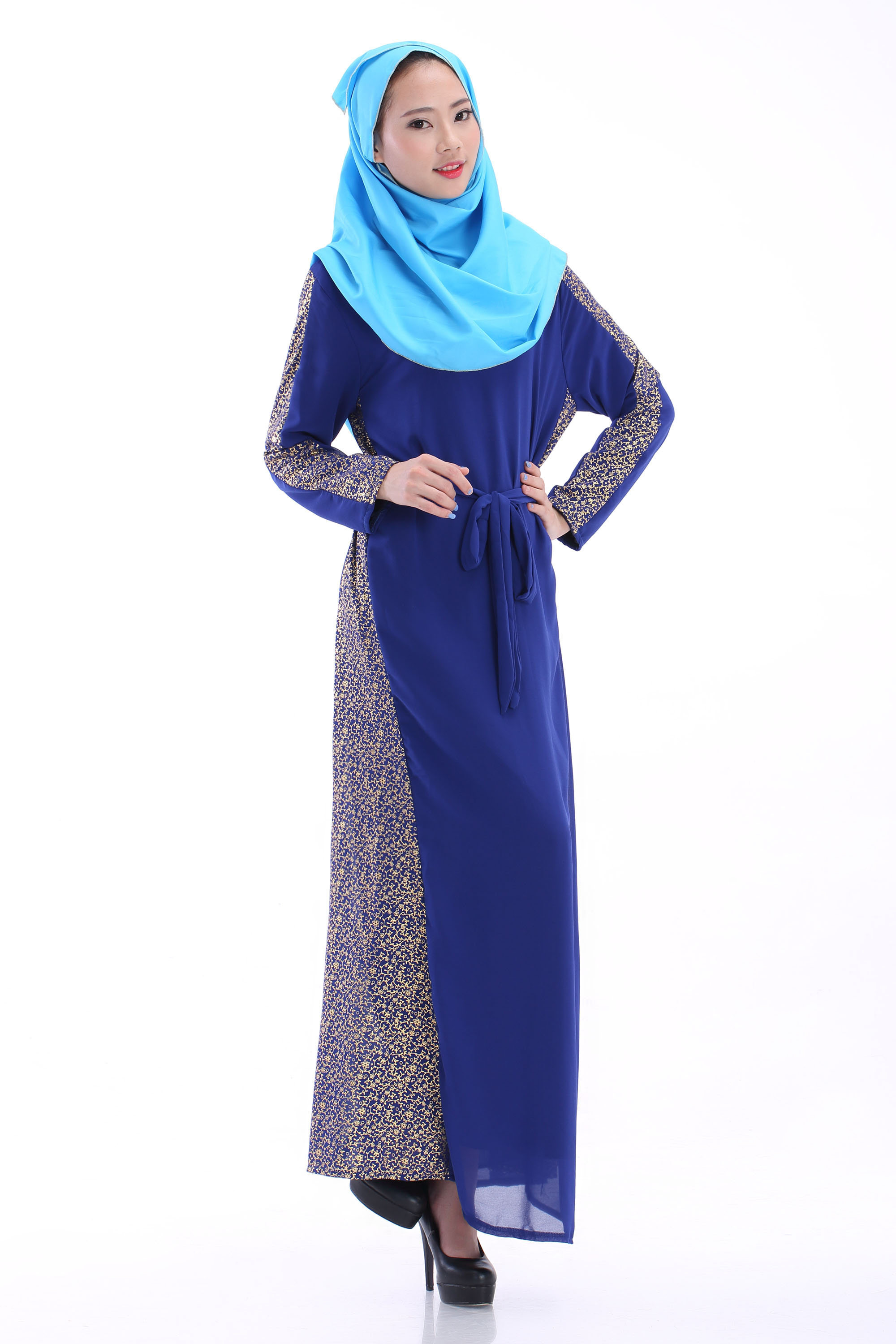 WH3341 Fashion Jubah Dark Blue