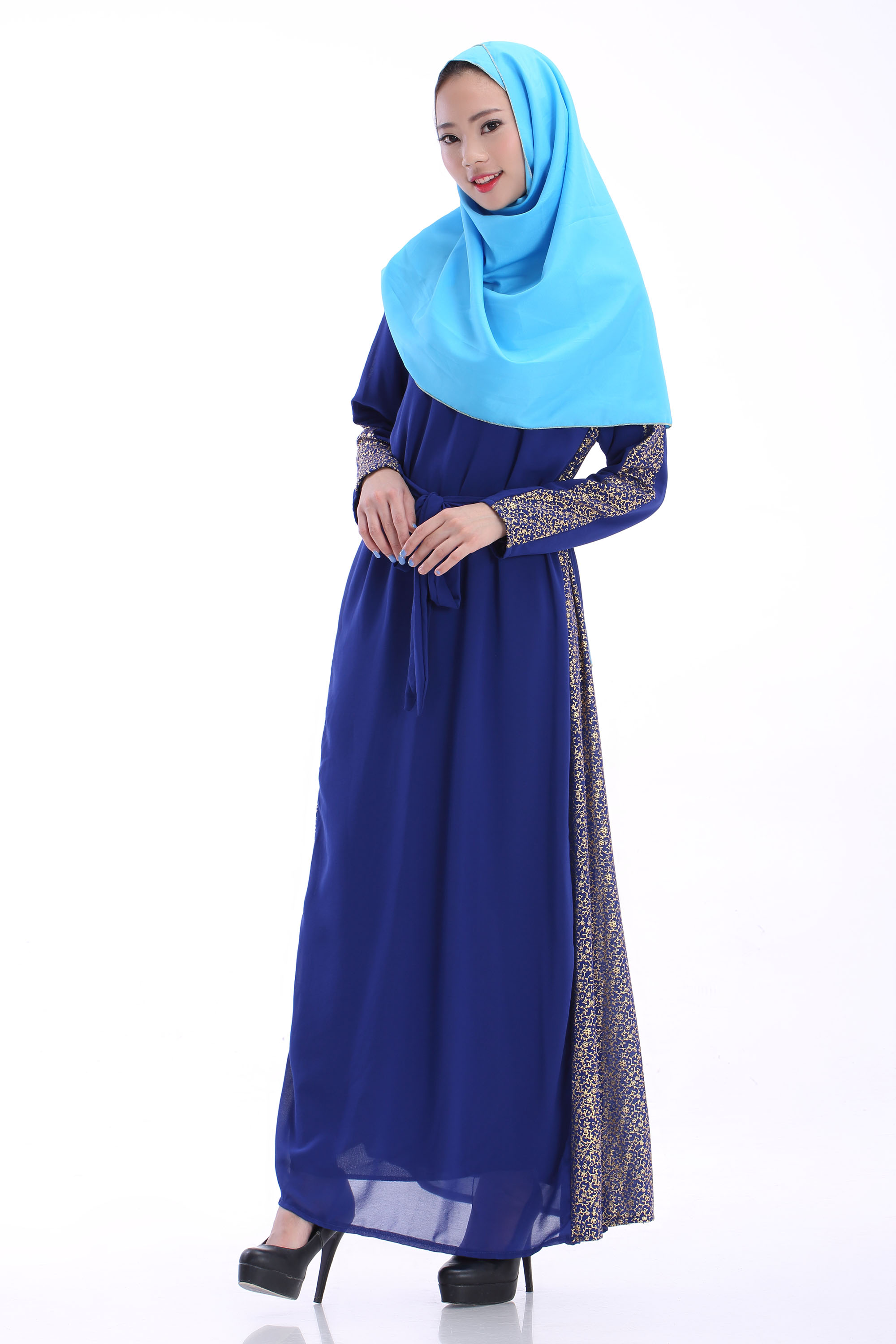 WH3341 Fashion Jubah Dark Blue