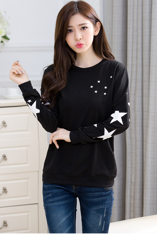 WT6686 Stylish Star Top Black