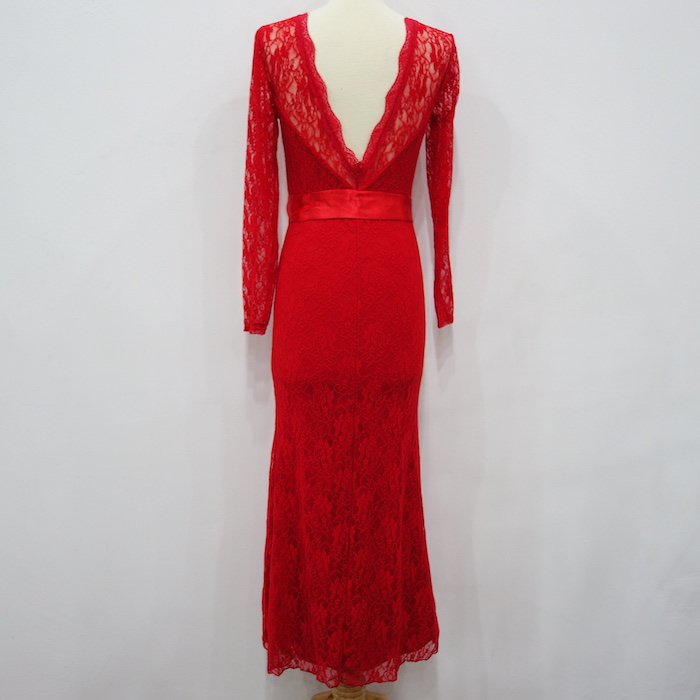 WD6688 Elegant Lace Dress Red