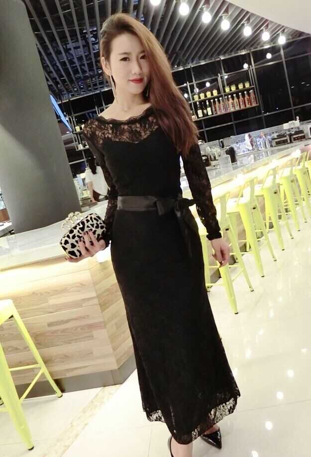 WD6688 Elegant Lace Dress Black