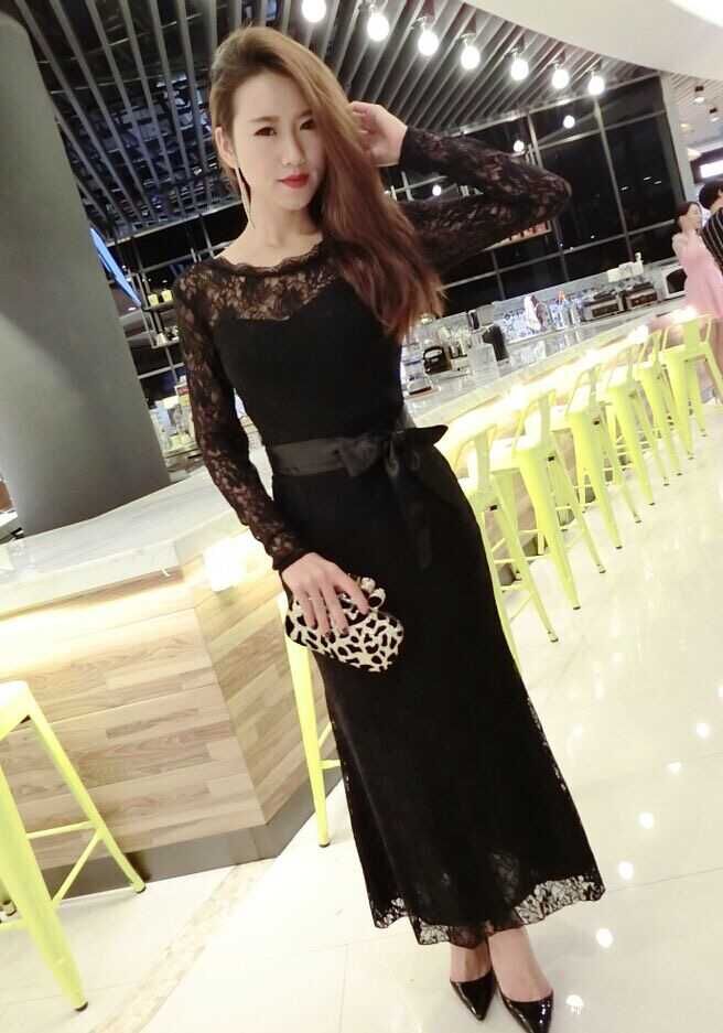 WD6688 Elegant Lace Dress Black