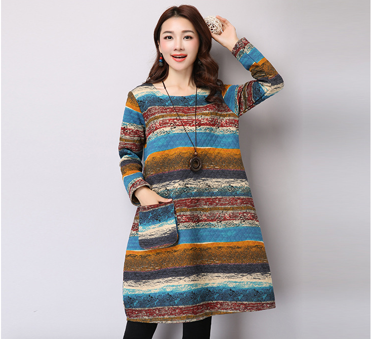 WT6694 Colourful Long Top Blue