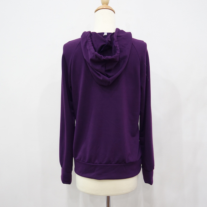 WT6697 Fashion Hooded Top Purple