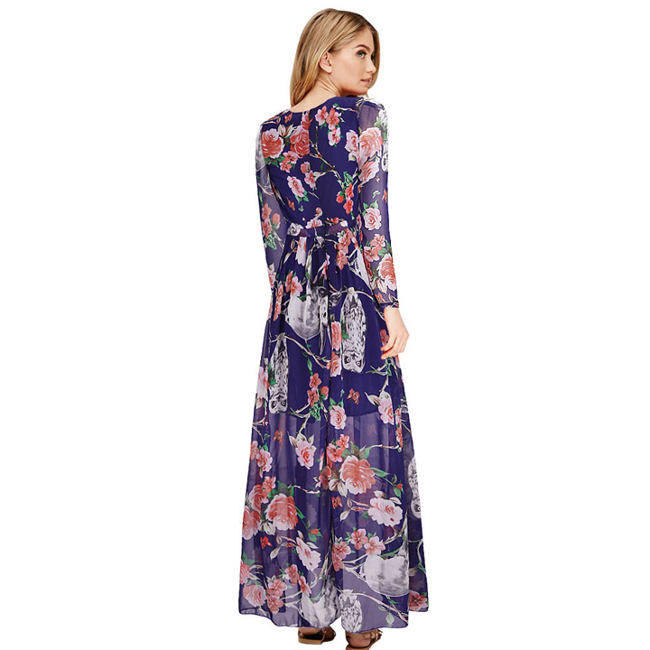 WD6698 Floral Maxi Dress Blue