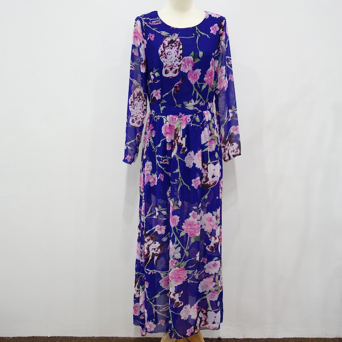 WD6698 Floral Maxi Dress Blue