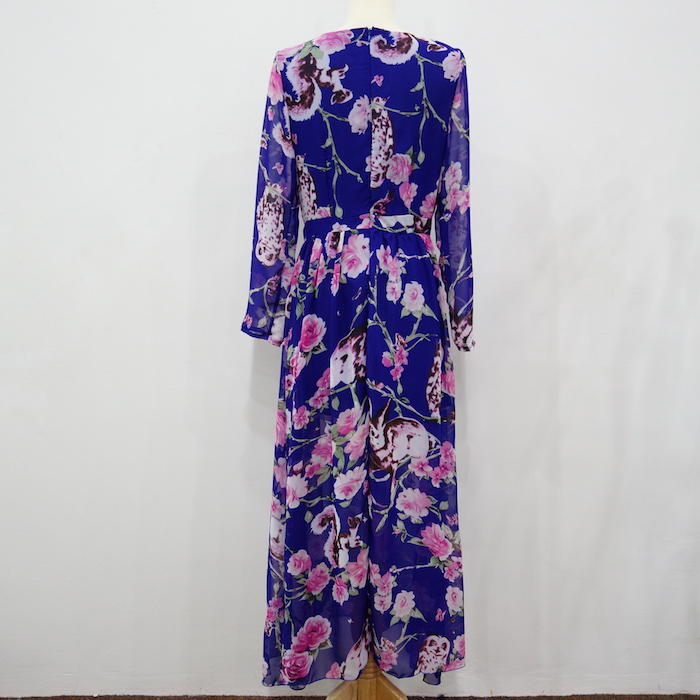 WD6698 Floral Maxi Dress Blue