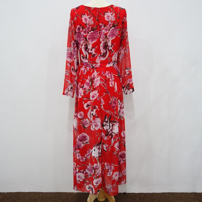 WD6698 Floral Maxi Dress Red