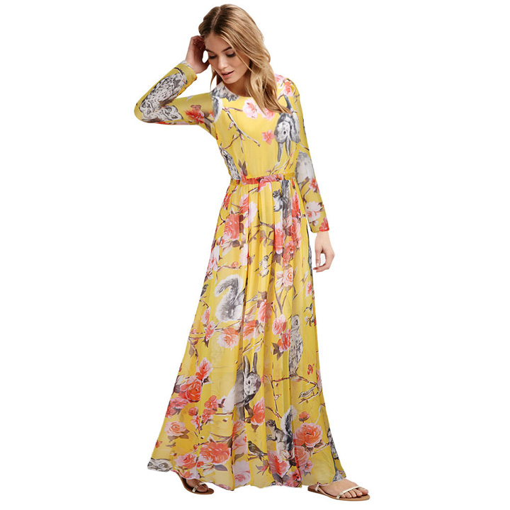 WD6698 Floral Maxi Dress Yellow