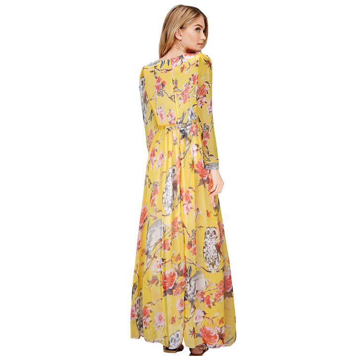 WD6698 Floral Maxi Dress Yellow