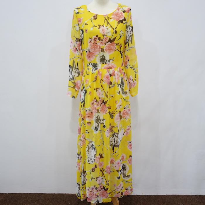 WD6698 Floral Maxi Dress Yellow