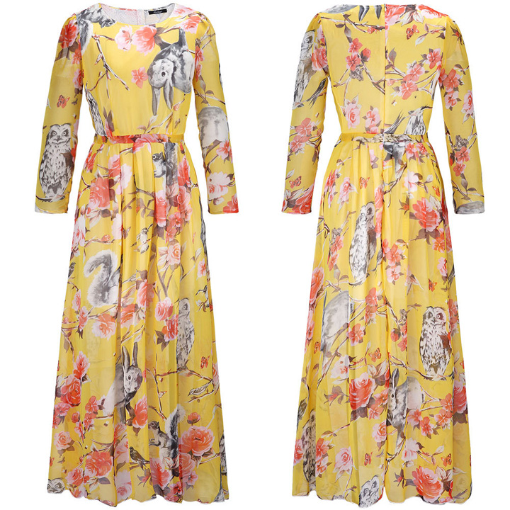 WD6698 Floral Maxi Dress Yellow