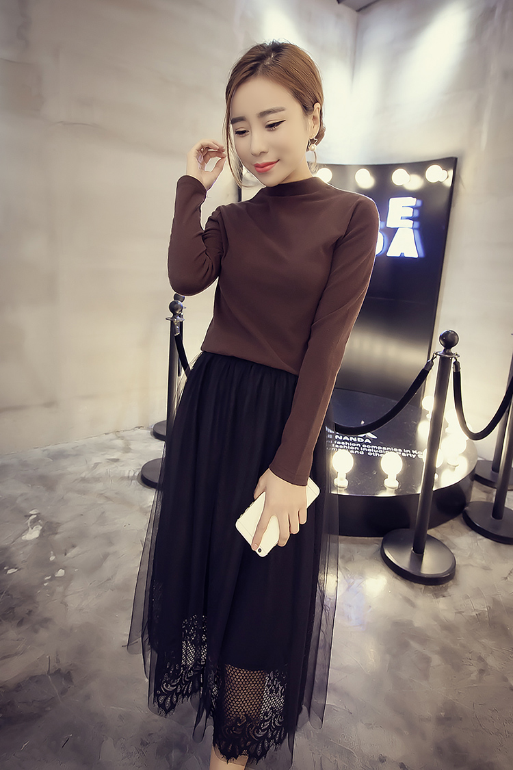 WT6739 Long Sleeves Top Dark Brown