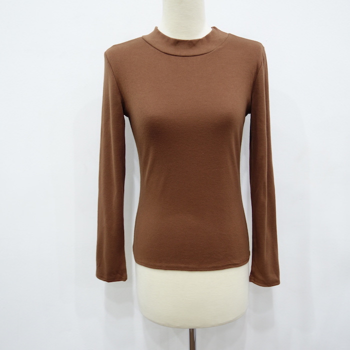 WT6739 Long Sleeves Top Dark Brown