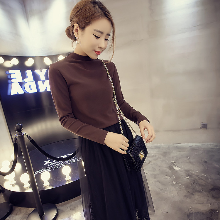 WT6739 Long Sleeves Top Dark Brown