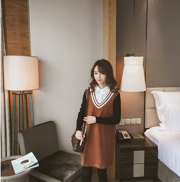 WD6765 One Piece Dress Brown