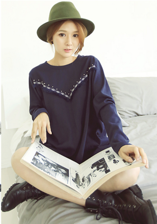 WT6786 Stylish Top Dark Blue