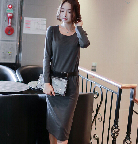 WD6827 Korea Fashion Dress Grey