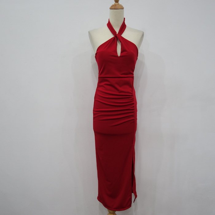 WD6856 Sexy Back Dress Maroon