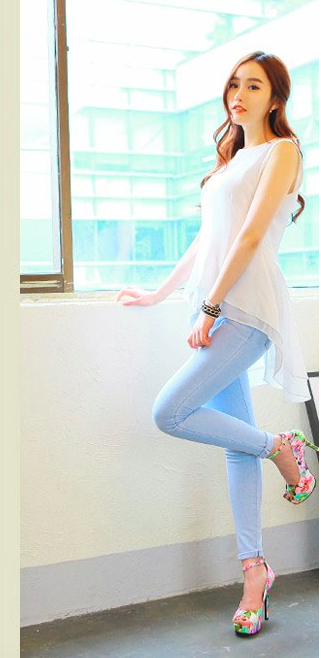 WT6866 Korea Fashion Top White