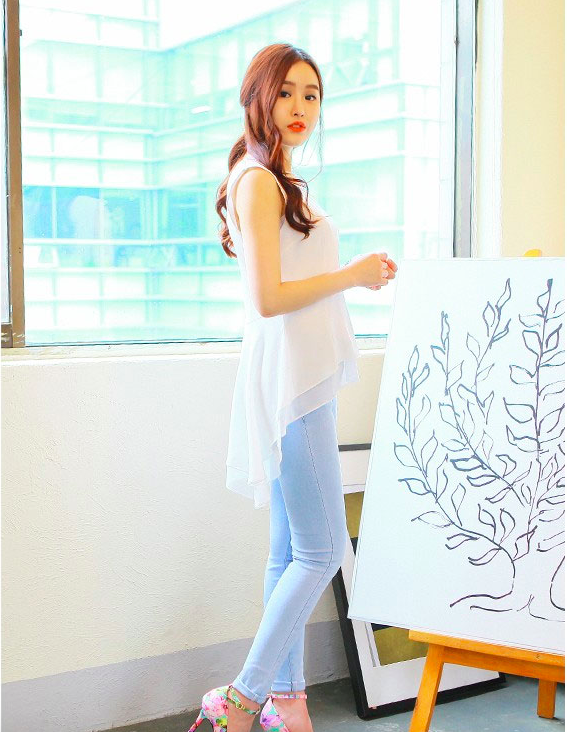 WT6866 Korea Fashion Top White