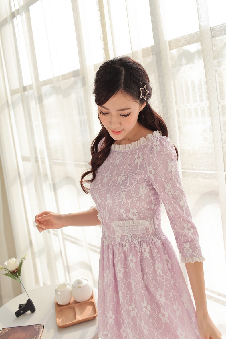 WD6875 Sweet Lace Dress Purple