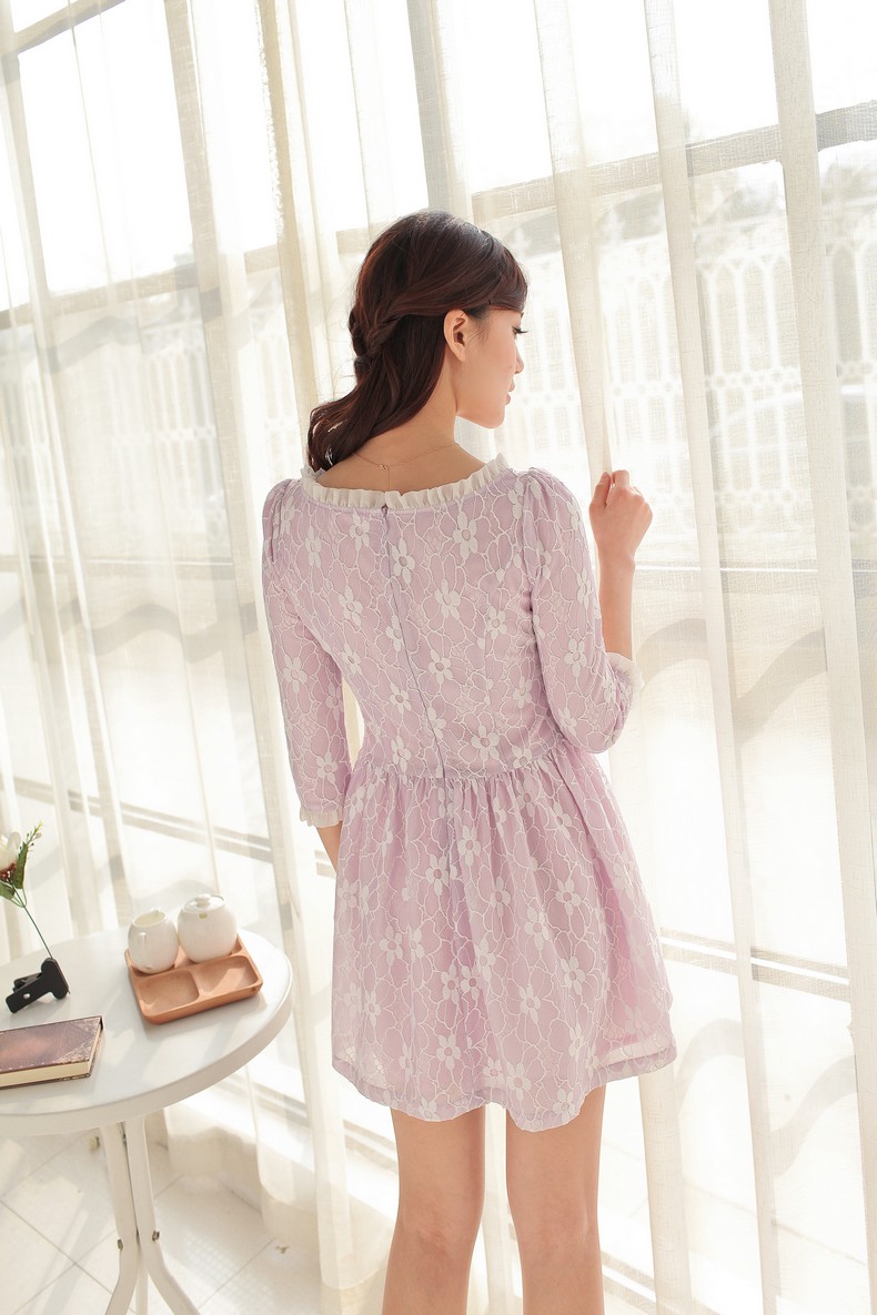 WD6875 Sweet Lace Dress Purple