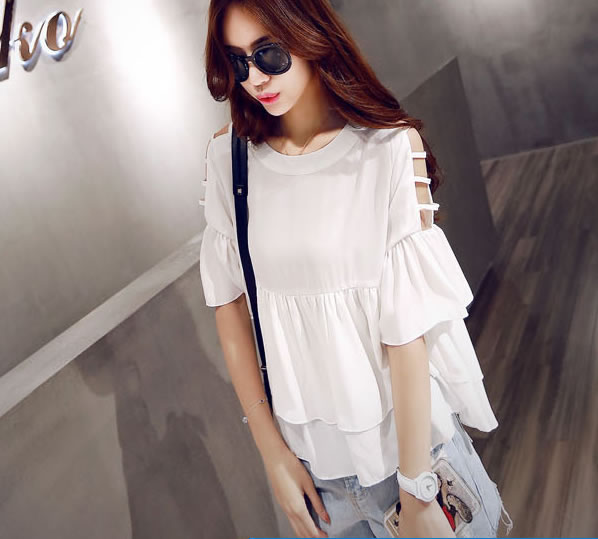 WT6877 Korea Fashion Top White